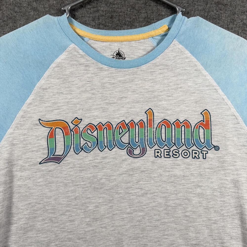 Disney Parks Shirt Mens Small Gray Disneyland Resort Raglan 3/4 Sleeve Tee
